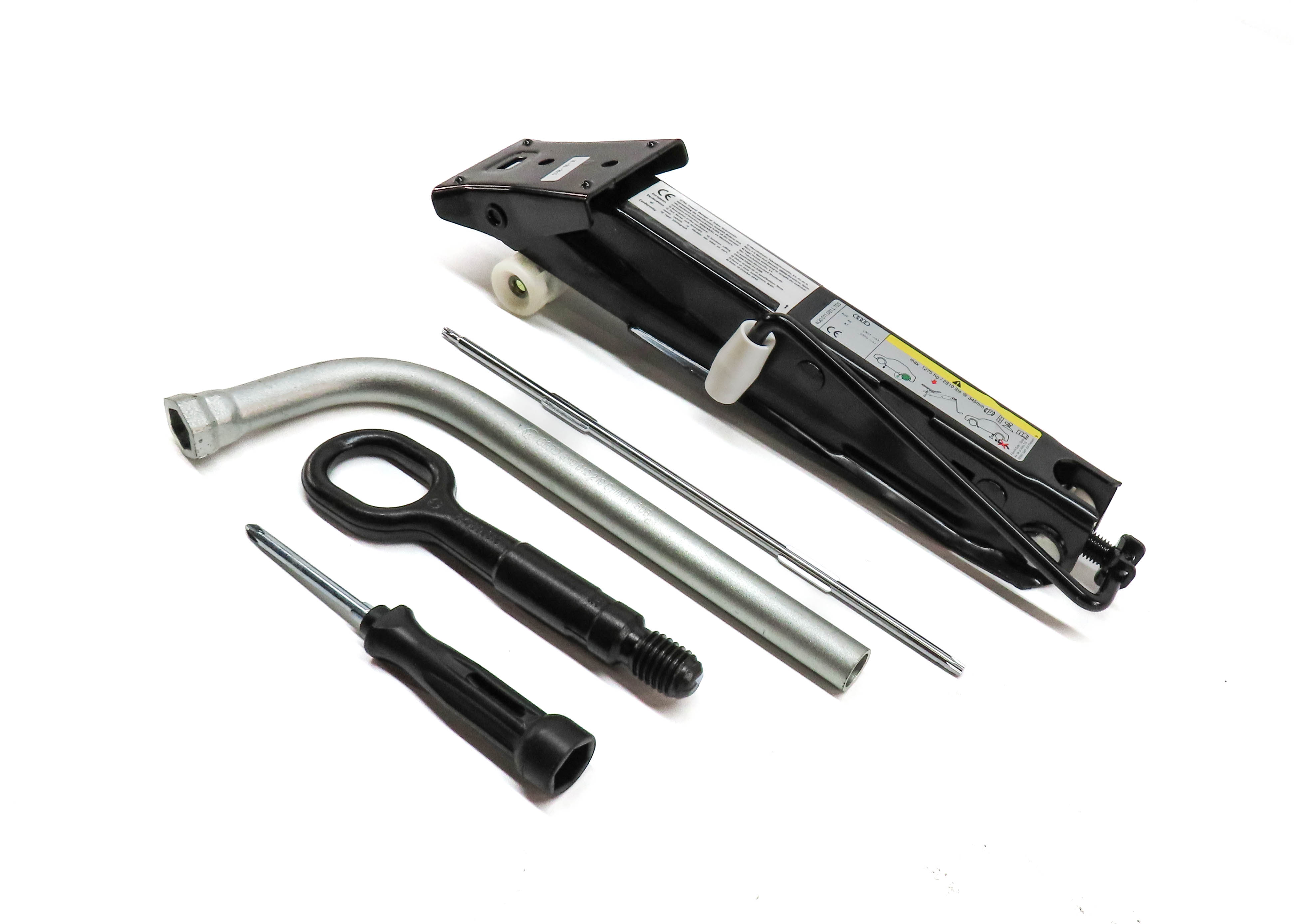 2012-2018 AUDI A6 S6 A7 S7 RS7 (C7) SPARE TIRE JACK w/ LUG WRENCH TOW HOOK TOOLS — exact item pictured